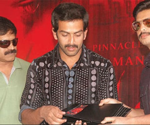 Brahmaji, Prithvi Raj and Sreeram at the audio release of Police Police/Pics: Sai Ramesh