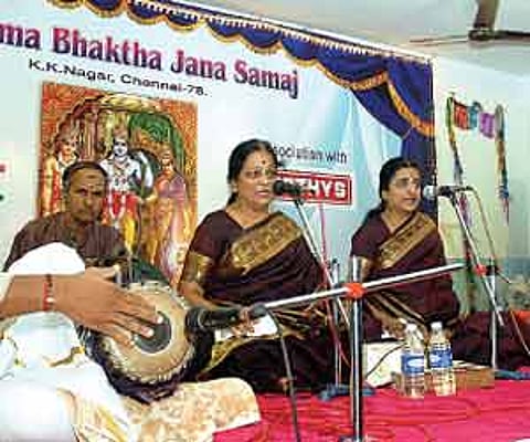 The Hyderabad sisters performing at Sri Rama Bhaktha Jana Samaj.