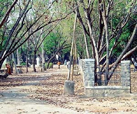The Public Garden in Gulbarga. This is the main garden in the city where most people take their morning and evening walks.