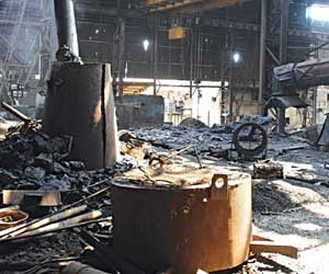 The scene where the boiler exploded at the Gummidipoondi SIPCOT in the city on Thursday.