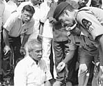 Police arresting MLC YS Vivekananda Reddy, who sat on a deeksha for unified Andhra at the statue of Potti Sriramulu, in the Secretariat in Hyderabad.