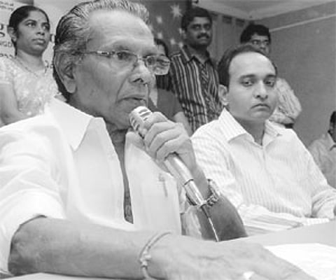 European Telugu Association’s Indian coordinator RV Ramana Murthy announcing the ETA-Kalavedika film music awards in Hyderabad on Tuesday in connectio