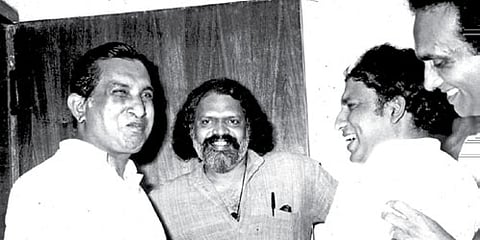 (From left): Natarajan, G Aravindan, Nedumudi Venu and Jaganadhan: ENS Photo
