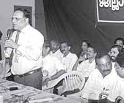 Justice K Narayana Kurup delivering the keynote address at the function organised by the Thrissur district PTA on Saturday.