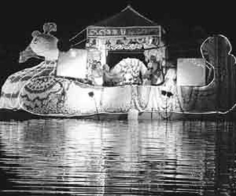 LORD’S DAY OUT: The bedecked Hamsa Vahanam, for circumambulation of river Godavari on the occasion of Mukkoti Ekadasi.