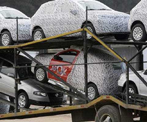 New Volkswagen compact "Gol" cars are transported on a truck near a factory in Sao Bernardo do Campo in this June 2008 (File photo/Reuters)