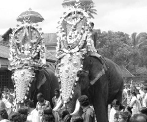 The Thrippootharattu procession being taken out at Chengannur Sree Mahadeva temple on Wednesday.