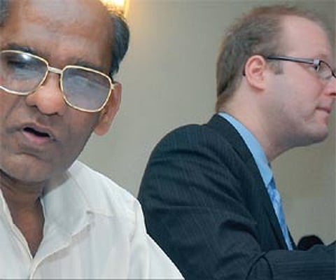NIT Director YV Rao and Esigelec Director Cyril Martaux at apress conference on Wednesday.