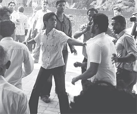 Sri Ram Sena activists attack customers at the Amnesia pub in Mangalore, on January 24.