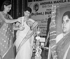Home Minister Sabita Indra Reddy inaugurating the birth centenary celebrations of Durgabai Deshmukh at Ravindra Bharati on Tuesday. Central Social Wel