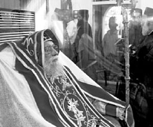 Mortal remains of Philipose Mar Eusebius at St Basel diocese headquarters in Pathanamthitta on Thursday.