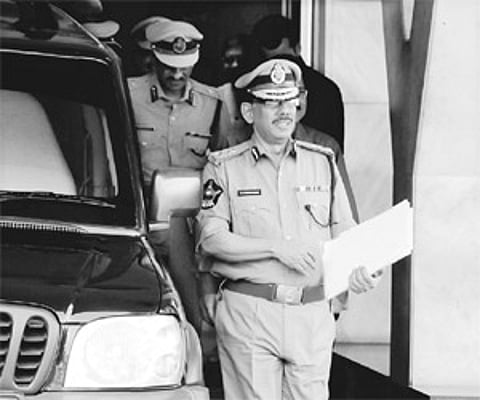 Director-General of Police RR Girish Kumar coming out of the Chief Minister's Office in the Secretariat on Friday after attending a meeting on the law