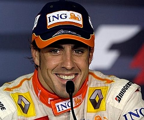 Fernando Alonso at the Press meet after taking pole in Hungary. (AP)