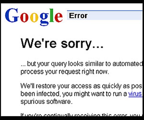 A screenshot of the error page generated when accessing Gmail. (ENS)