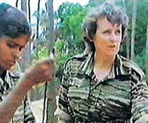 A video grab of Adele Balasingham with a female Tiger recruit.