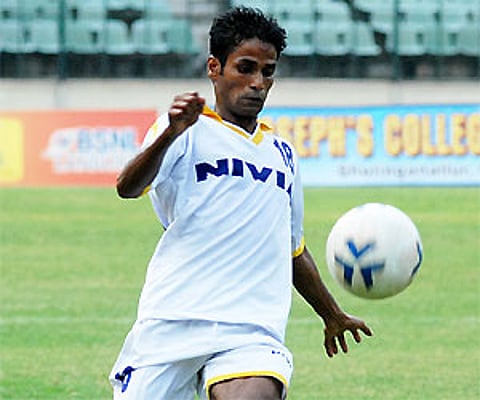 Tamil Nadu football team player Muthu at the 63rd National Football Championship for the Santosh Trophy 2008-09. Express Photo