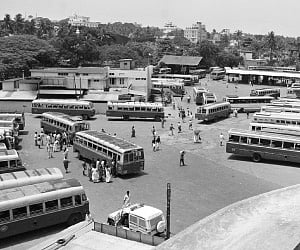 An aerial view of the KSRTC bus stand at Thampanoor.