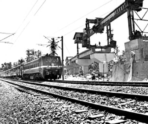 The rail bridge connecting Vallarpadom International Container Transshipment Terminal to Edappally, which will be completed with the fixing of the la