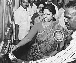 Returning Officere Jothi Nirmala seals the Loyola College election counting centre, in the city, on Thursday/A S Ganesh.
