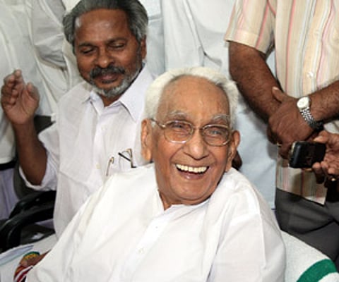 Former Kerala chief minister K. Karunakaran, father of K. Muraleedharan. (File photo)