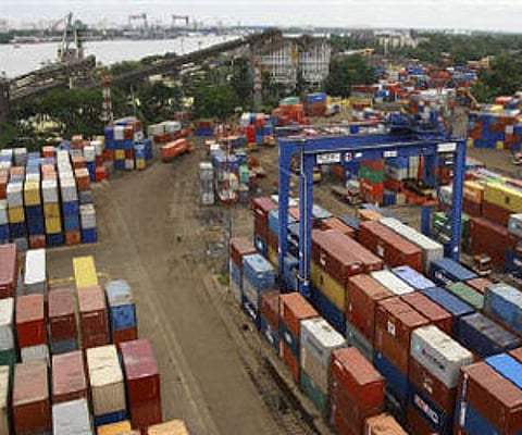 Shipping containers stand stacked at the Container Terminal at the Cochin Port on Willingdon Island in Kerala in this July 2009 (File photo/Reuters)