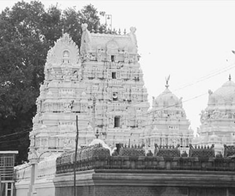 Hindu devotees visiting dargah in the temple. (Above) A file photo of Vemulawada temple.
