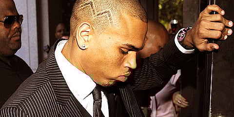 Chris Brown arrives for his sentencing for assaulting his girlfriend Rihanna, at Los Angeles County Superior Court in Los Angeles.(AP)