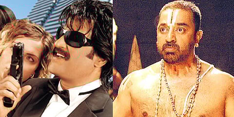 Rajnikant and Kamal Haasan in "Sivaji - The Boss" and "Dasavatharam" respectively.(ENS)