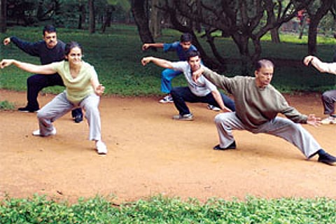 Tai-chi chuan class under way at Cubbon Park.