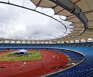 A view of remodeled and reconstructed Jawaharlal Nehru Stadium which inaugurated by Minister M S Gill, in Delhi on Tuesday. IANS Photo
