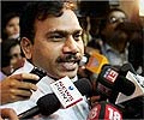 A file photo of ex-telecom minister A Raja who resigned over the 2G spectrum scam. (PTI)