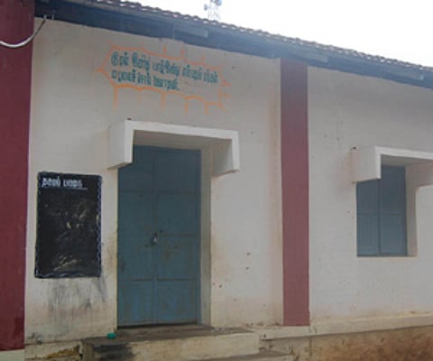 PROBLEM OF PLENTY: The building at Samban Oorani Melkarai near Tiruppattur where East Car Street and Nagappa Marudappa Elementary Schools function