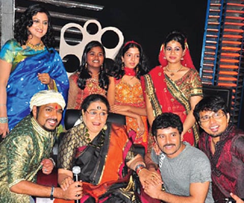 Usha Uthup along with the team of the Tamil reality show, Sangeetha Mahayuddham — Season 2, in Chennai.