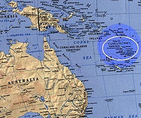 Vanuatu as seen on the map (blued circle). File image)