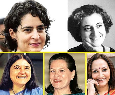 From top left: Priyanka Gandhi, Indira Gandhi, Jayaprada, Sonia Gandhi, Maneka Gandhi 9Women politicians and their hairstyles (Pics: ENS)