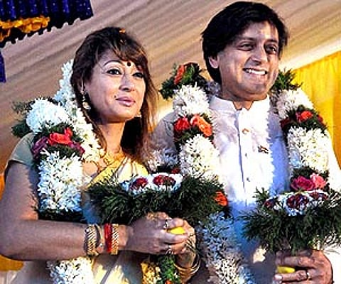 Sashi Tharoor and Sunanda Pushkar Tharoor (PTI)