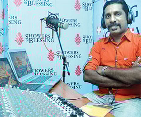 RJ Vincent Jebaraj at his work station| R Satish Babu