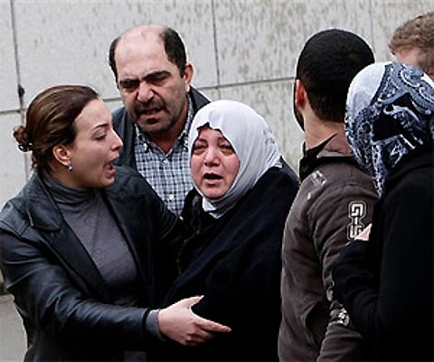 Relatives of the passengers of the Ethiopian Airlines plane that crashed in the sea arrive at Beirut airport in Lebanon. AP