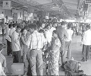 Worried relatives of missing passengers at the Rourkela railway station