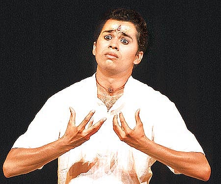 Ajeesh, the classical dance exponent from Kerala who did the 'Pudhiya manidhaa' song in 'Enthiran' (Pic: ENS).