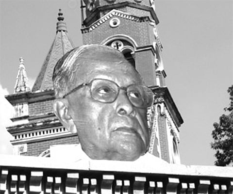CPM leader Jyoti Basu’s cutout erected in front of the VJT Hall in Thiruvananthapuram as part the forthcoming CPM state conference | Kaviyoor Santhosh