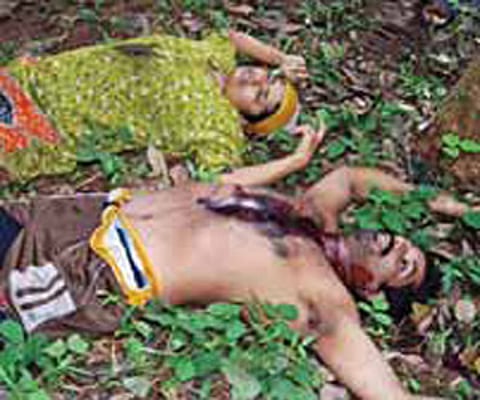 The bodies of Mujeeb and his wife Khayarunneesa at Nilambur on Monday.