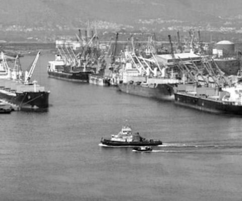 A view of the inner harbour of Vizag port trust.