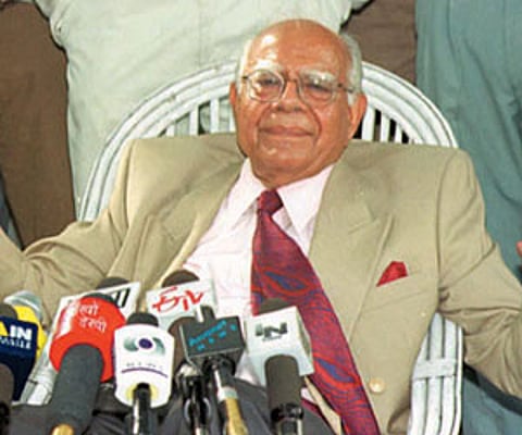BJP Rajya Sabha MP Ram Jethmalani. Express Photo