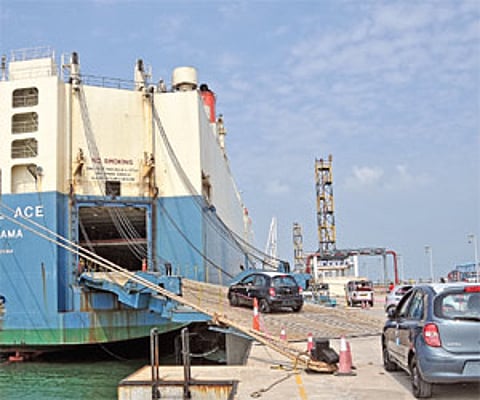 Cars being loaded for export