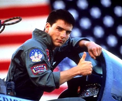 Tom Cruise is shown in a promotional image for the 1986 film, ‘Top Gun.’ (AP Photo/Paramount Pictures).