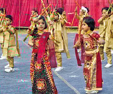Children performing at the Prep Annual Day function of Ruchika Preschool in Bhubaneswar on Sunday. I Expressphoto
