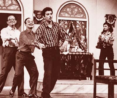 A still from a Parsi play directed and acted by the Karanjia family.