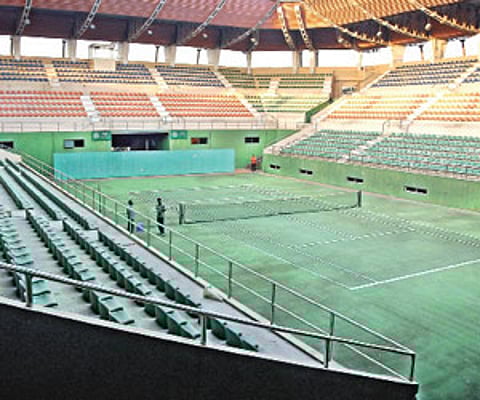 Snapshot of the SAAP tennis court at the Lal Bahadur Shastri Stadium