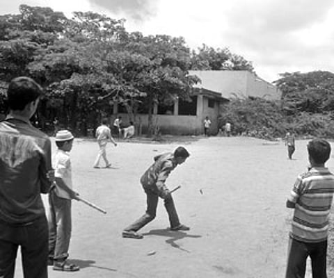 Local residents playing in the Institute of Mental Health (IMH) premises at Erragadda in Hyderabad on Sunday.